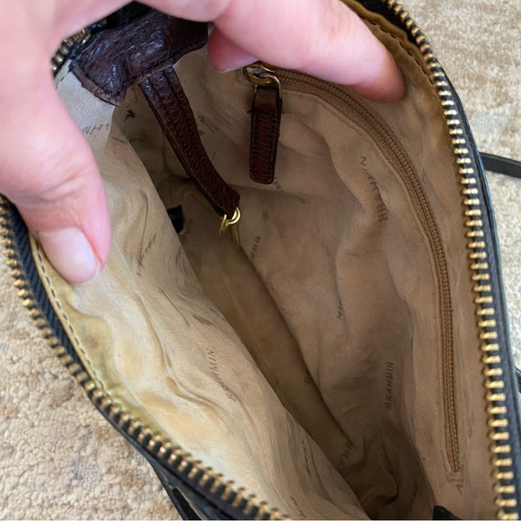Brahmin Manhattan Croc Embossed Leather Crossbody Purse Handbag Small Brown - Picture 9 of 16